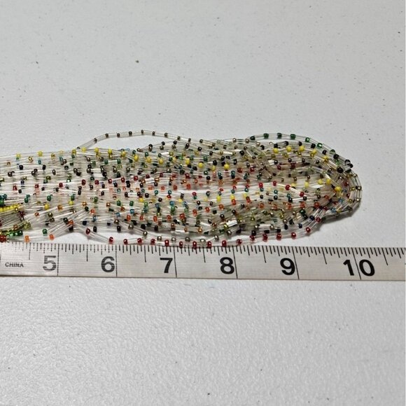 Vintage Boho Rainbow Seed Beaded Chunky Multi Strand Necklace Fashion Jewelry - Picture 6 of 6